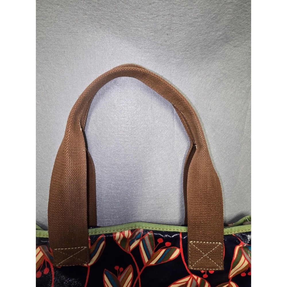 Fossil Key-Per Tote Bag Navy Blue Floral Coated Canvas Zip Top Shoulder Bag - Picture 9 of 10